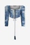 RC Denim Patchwork-Effect Corset with Lacing RC Denim Patchwork-Effect Corset with Lacing DARK BLUE WQJ404-DAR71