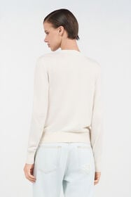 RC Sweater with gold buttons Ivory UWM610-WH003