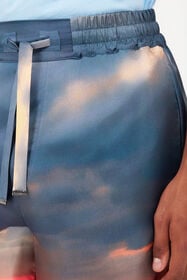 RC Silk Shorts With Sunset Print Blue/Orange UMT272-4QP89