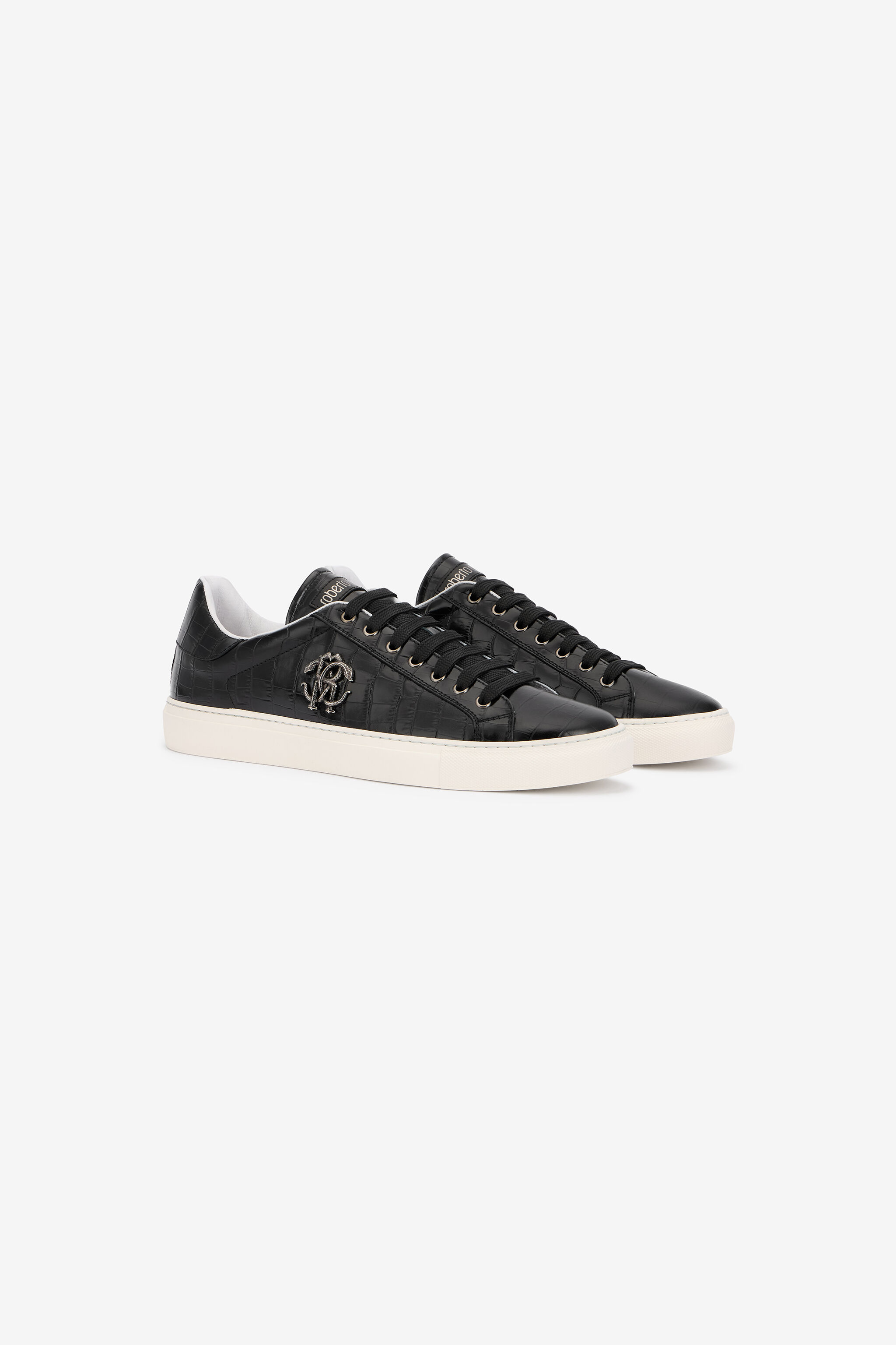 RC Black Croc-Effect Sneaker with Monogram RC RC Black Croc-Effect Sneaker with Monogram RC BLACK QOS00C-PZ577