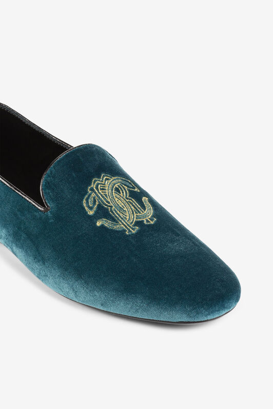 RC Mirror Snake-Embroidered Velvet Loafers RC Mirror Snake-Embroidered Velvet Loafers OTTANIO PKS001-PZA95