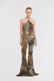 RC Jumpsuit with Jaguar Skin print Light Brown SKT128-LNG34