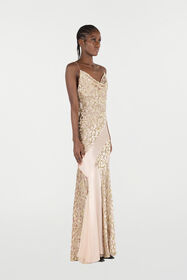 RC Long Slip Dress With Leopard Print Pattern ROSA/ORO VQT127-FC005