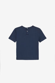 JU T-Shirt En Coton Doux Avec Écusson Bleu foncé UJT622-JD001