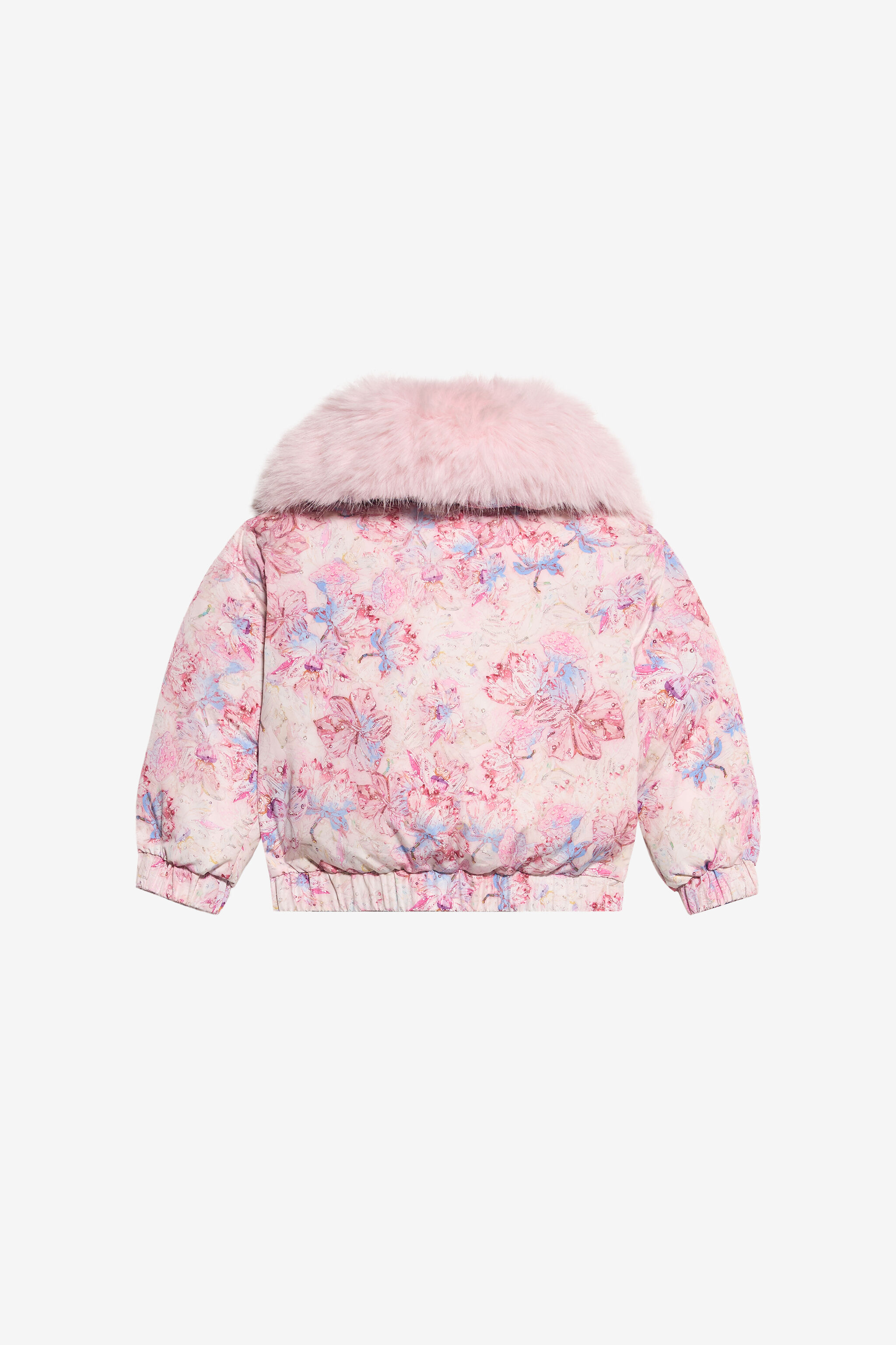 JU Chaqueta rosa con cuello de pelo sintético JU Chaqueta rosa con cuello de pelo sintético CALICAN/PH XJT40J-5RS59