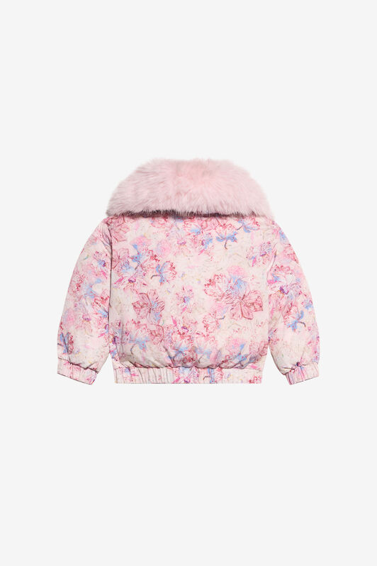 JU Chaqueta rosa con cuello de pelo sintético JU Chaqueta rosa con cuello de pelo sintético CALICAN/PH XJT40J-5RS59