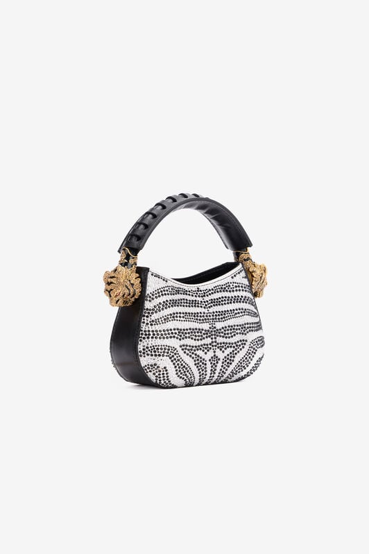 RC Mini Roar Bag With Rhinestoned Zebra Pattern RC Mini Roar Bag With Rhinestoned Zebra Pattern Black/White TWB003-PZE07