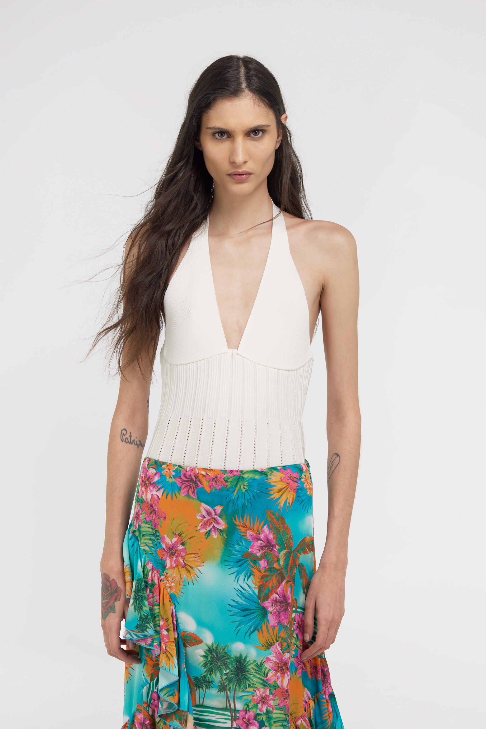 RC White Ribbed Halter Top RC White Ribbed Halter Top White SKM606-MG005