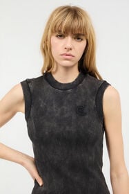 JC Rib-Knit Mini Dress With JC Monogram Black UFT163-UF229