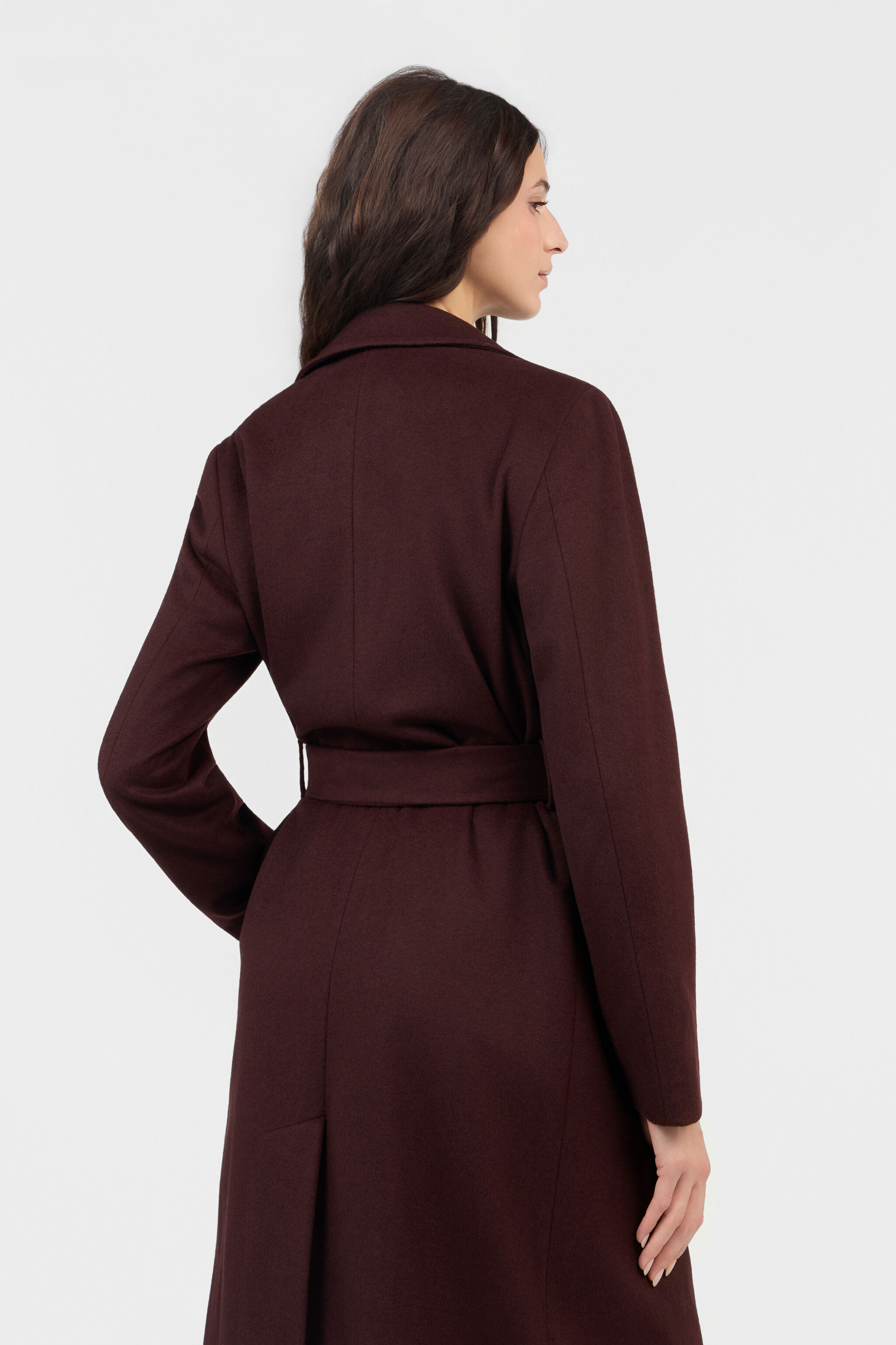 RC Burgundy Belted Coat With Leopard Print Lining RC Burgundy Belted Coat With Leopard Print Lining BURGUNDY TOT50B-GA001