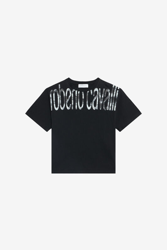 JU Camiseta Negra De Algodón Con Estampado De Logo JU Camiseta Negra De Algodón Con Estampado De Logo BLACK WJT60K-JD001
