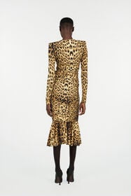 RC Midi Dress With Jaguar Skin Print Brown VWT153-LNQ71