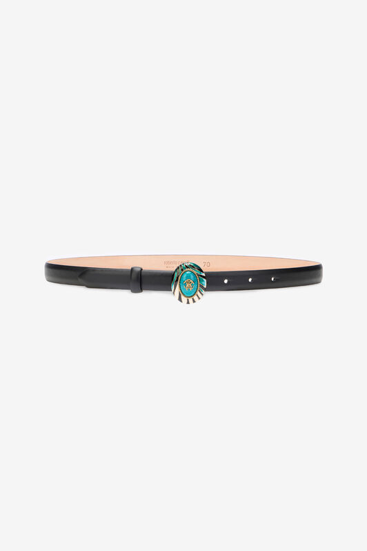 RC Cintura Fashion Nera Fibbia Monogram RC Smaltata RC Cintura Fashion Nera Fibbia Monogram RC Smaltata Azzurro VKC001-PZ796