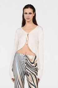 RC Cardigan In Maglia Con Motivo Ray BIANCO LATTE XQM901-MH012