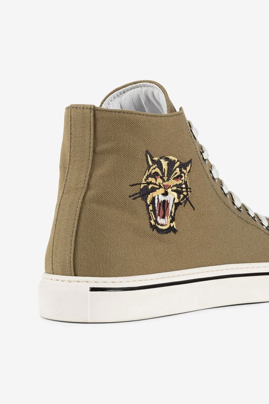 RC Hi-Top-Sneakers mit Jaguar und Logostickerei RC Hi-Top-Sneakers mit Jaguar und Logostickerei KAKI QRS133-LG112