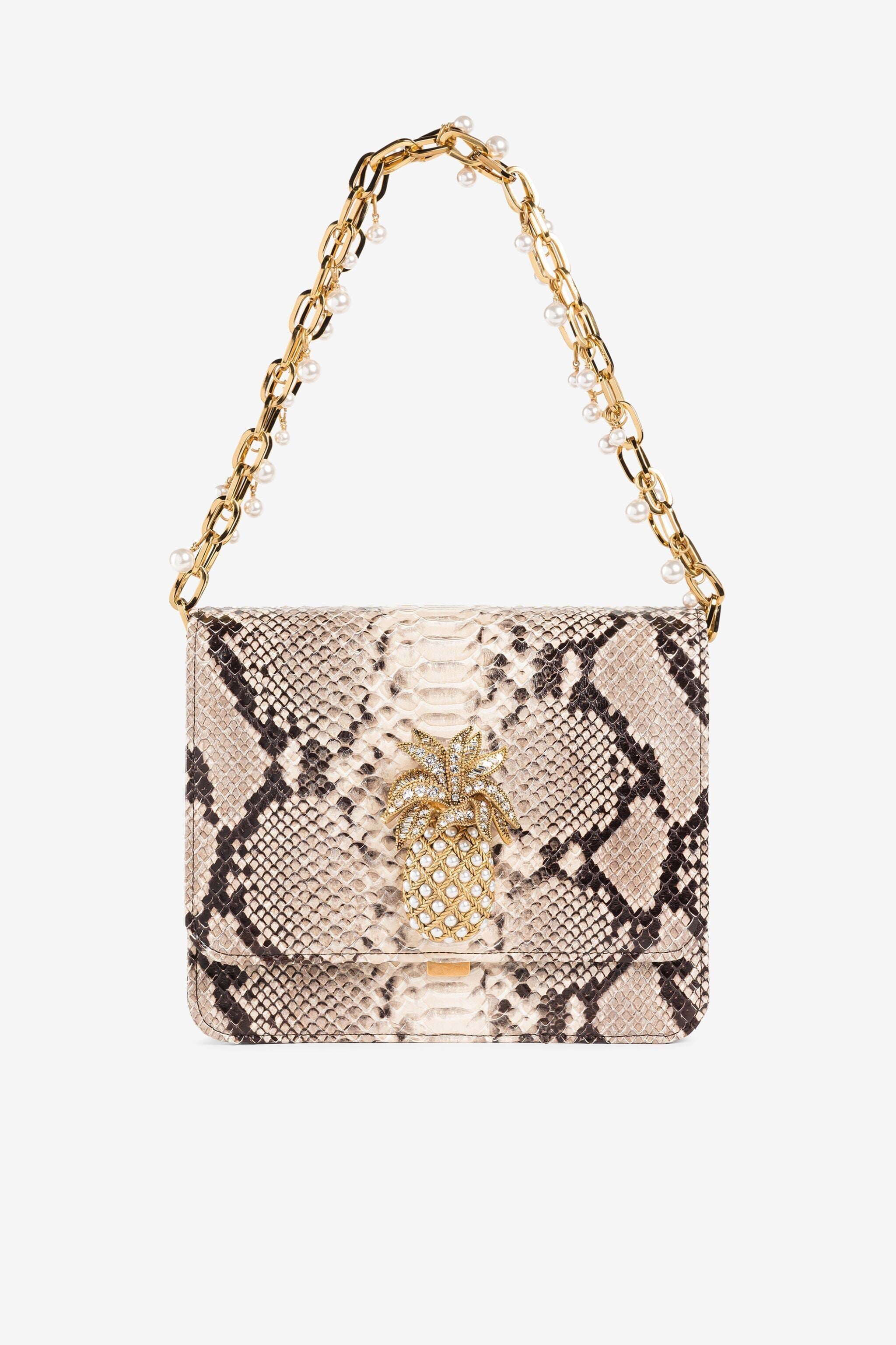 RC Snakeskin-print leather shoulder bag RC Snakeskin-print leather shoulder bag Light Brown QWB001-PR007