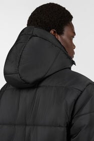 RC Schwarze Jacke, langer Steppmantel mit Kapuze BLACK/ANTHRACITE TOT40F-5LE01