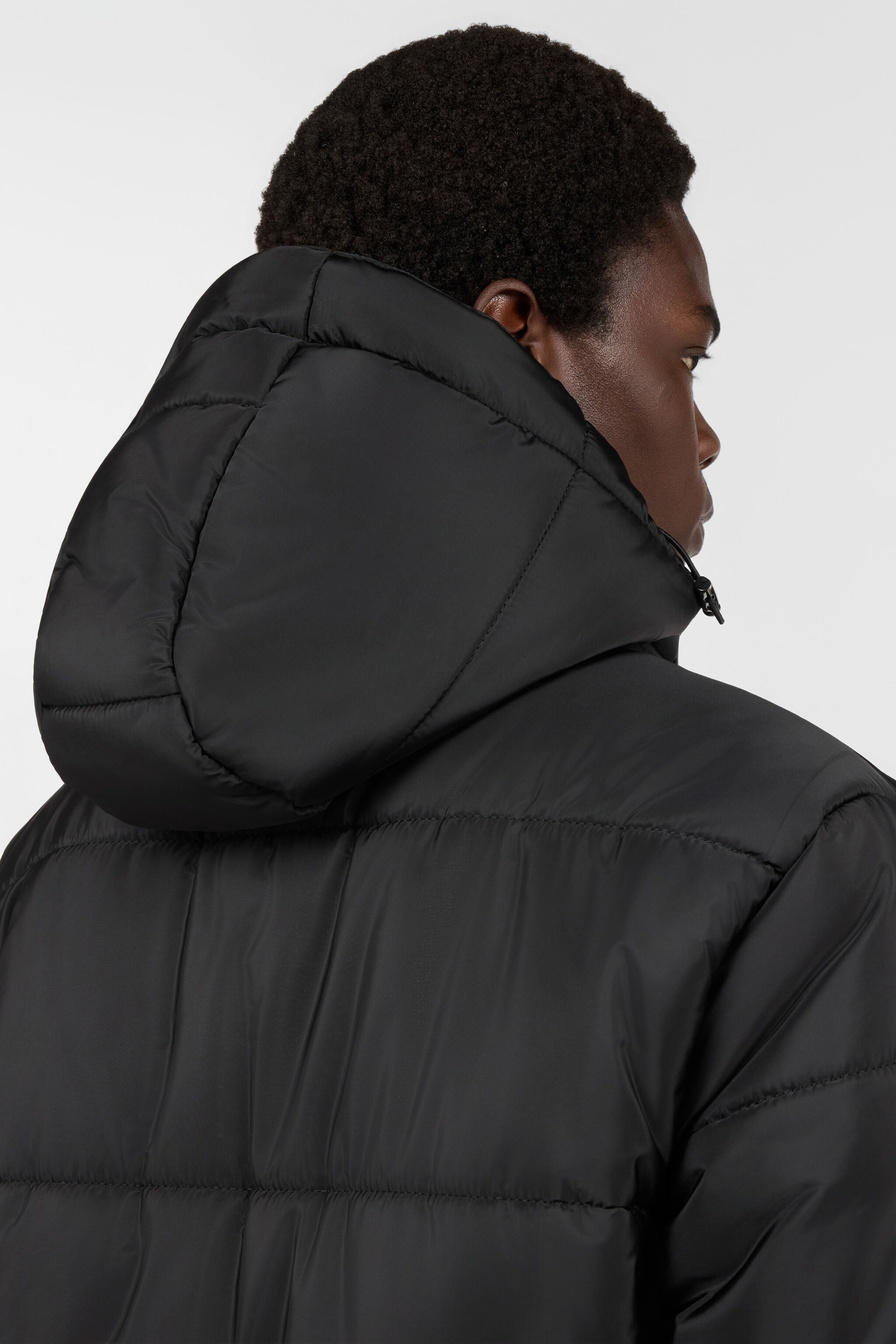 RC Schwarze Jacke, langer Steppmantel mit Kapuze RC Schwarze Jacke, langer Steppmantel mit Kapuze BLACK/ANTHRACITE TOT40F-5LE01