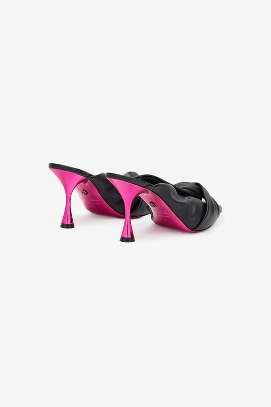 RC Mules En Cuir Avec Détail Noué RC Mules En Cuir Avec Détail Noué Noir UKS009-PN003