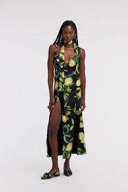 RC Midi dress with Lemon print Black SKT110-ORI89