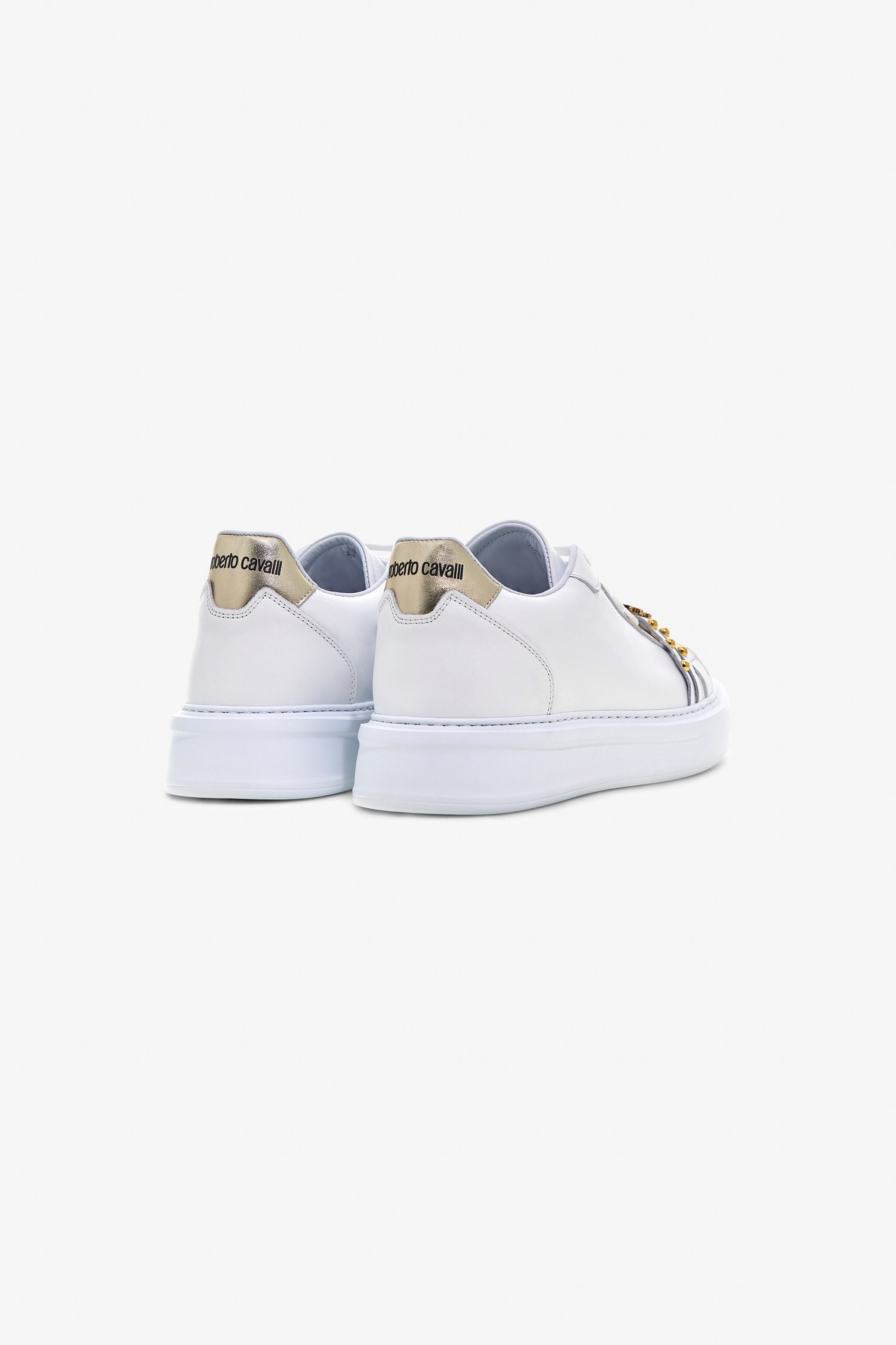 RC Studded Leather Sneakers WHITE/GOLD OOS01B-PZ085