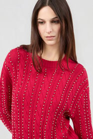 RC Red Studded Cable-Knit Sweater CHERRY SOM60D-MG008