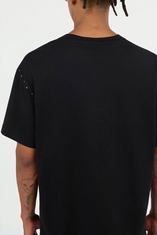JC Black T-shirt With Eagle Print And Studs BLACK VFT034-VF078