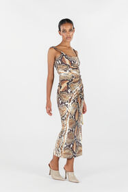 RC Python print midi dress Brown UWT137-LNN93