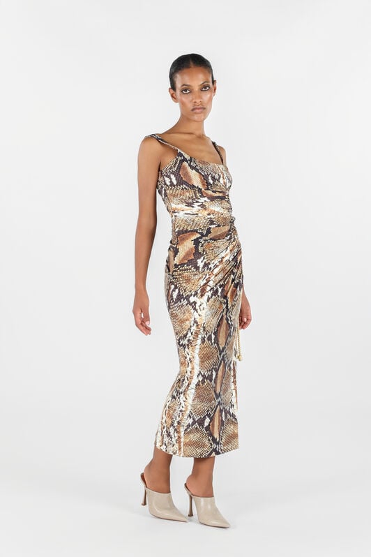 RC Python print midi dress RC Python print midi dress Brown UWT137-LNN93