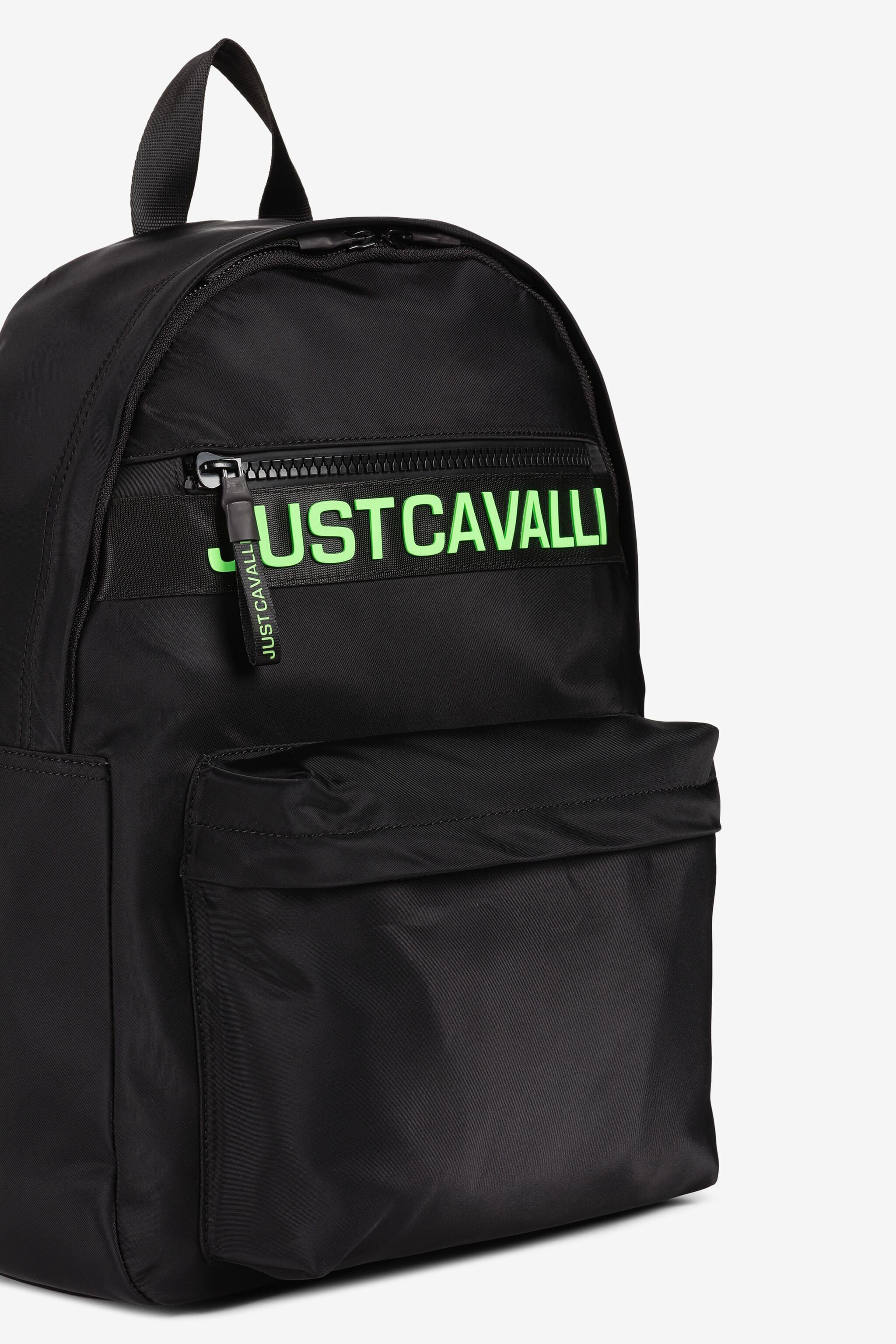 JC Just Cavalli Logo-Print Backpack JC Just Cavalli Logo-Print Backpack BLACK & GREEN Q62334-Q1237