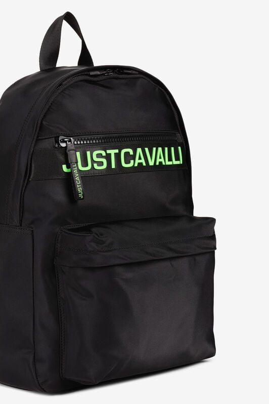 JC Just Cavalli Logo-Print Backpack JC Just Cavalli Logo-Print Backpack BLACK & GREEN Q62334-Q1237