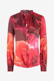 RC Seidenhemd mit Print Rose Rot UKT702-RYN48