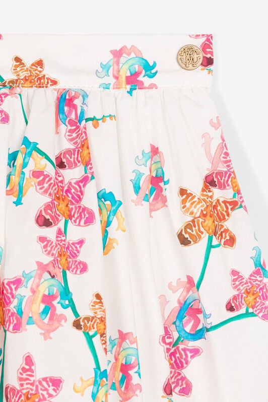 JU Floral-print ruched skirt JU Floral-print ruched skirt White QJT312-CIG29