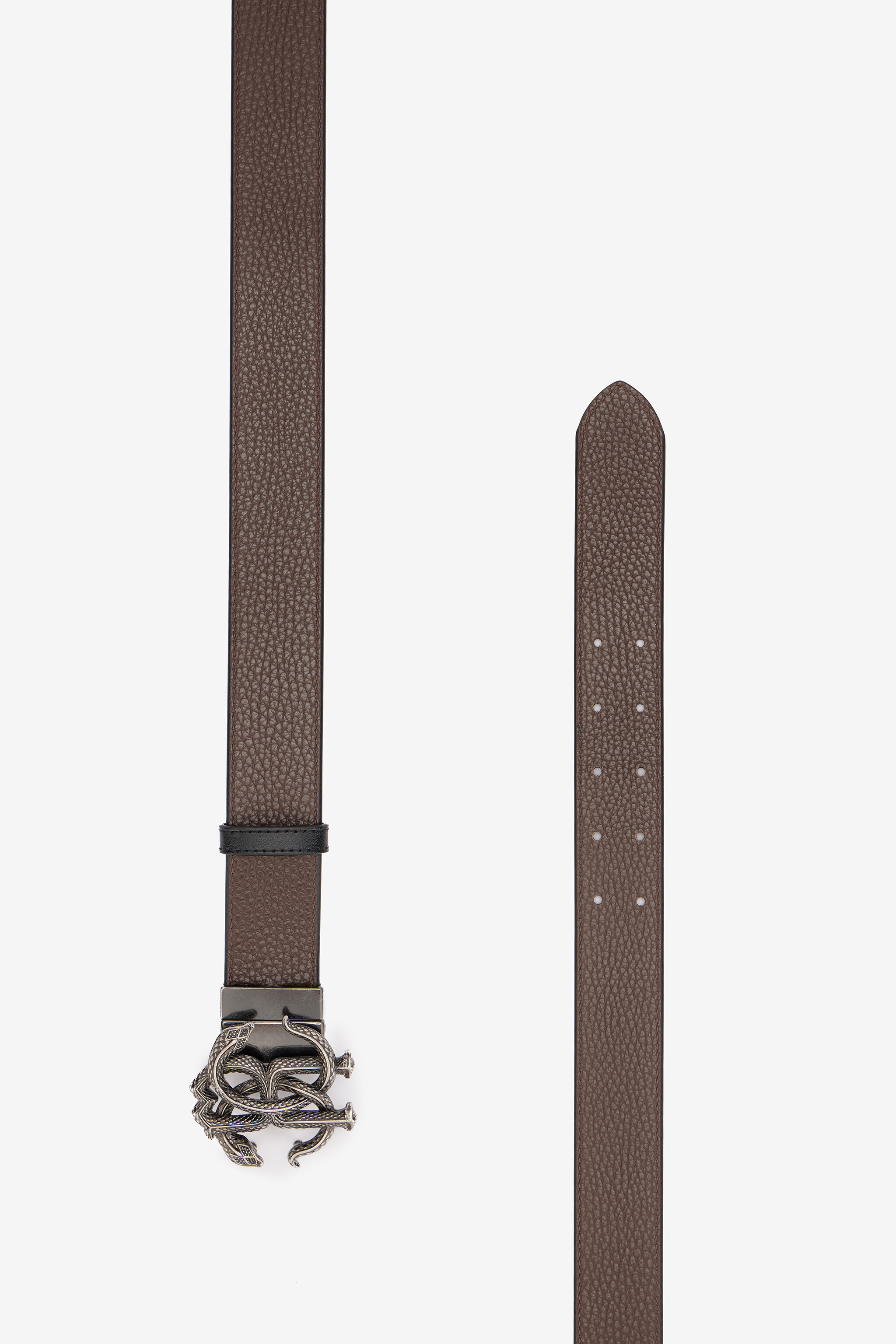 RC Mirror Snake Monogram Logo Belt BLACK/BROWN QOC00B-PZO33