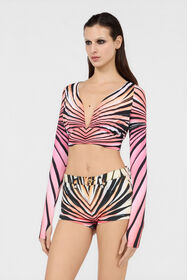 RC Crop Top Stampa Ray Of Paradise CORAL XKT603-OOM33