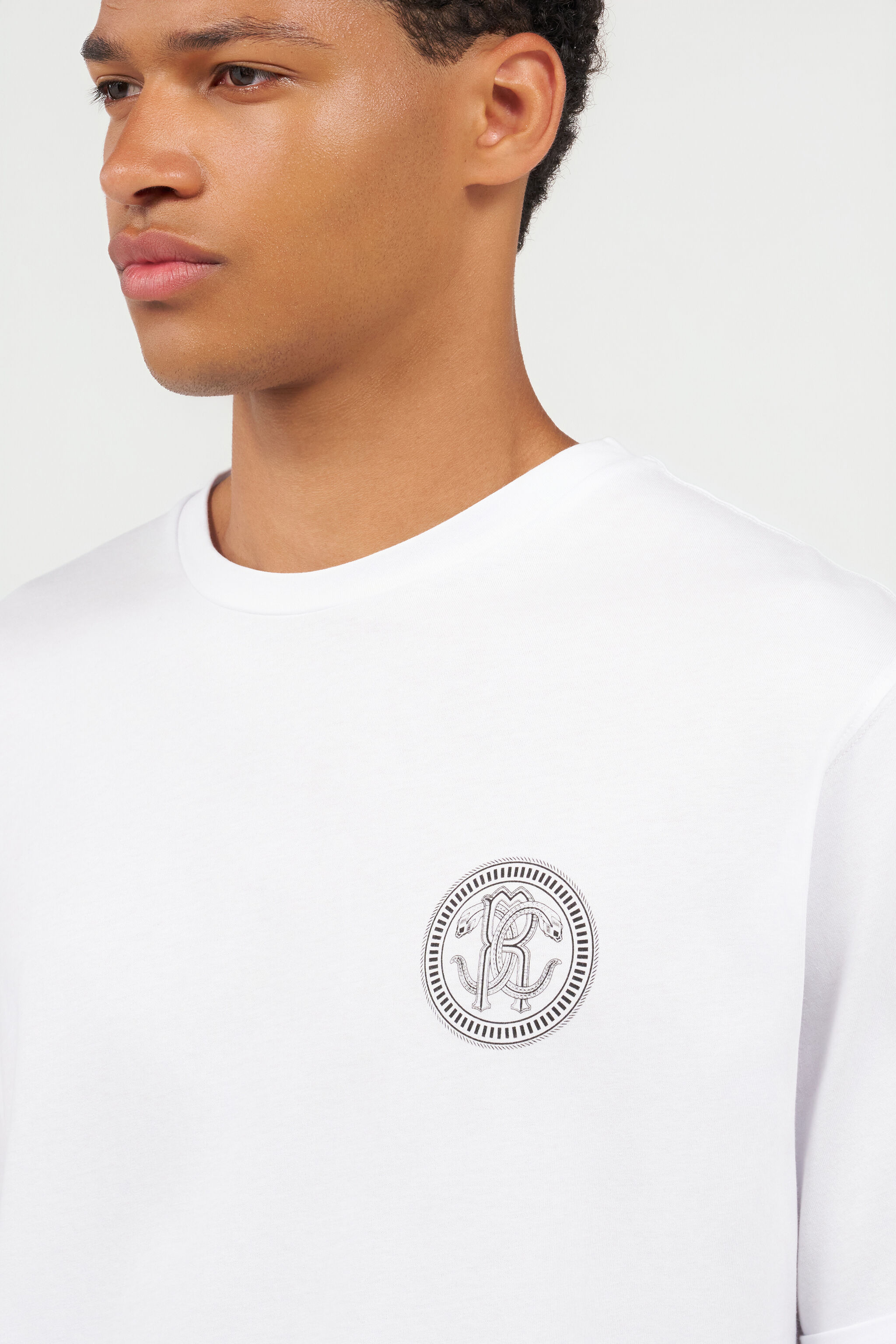 RC White T-Shirt with RC Monogram WHITE QOT62B-JD060