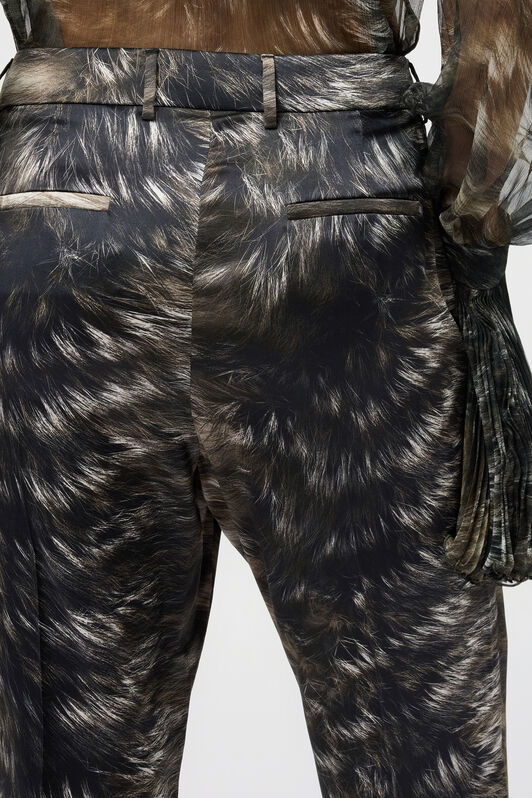 RC Pantalones de seda con estampado Fur RC Pantalones de seda con estampado Fur BLACK/BEIGE XWT202-SZT79