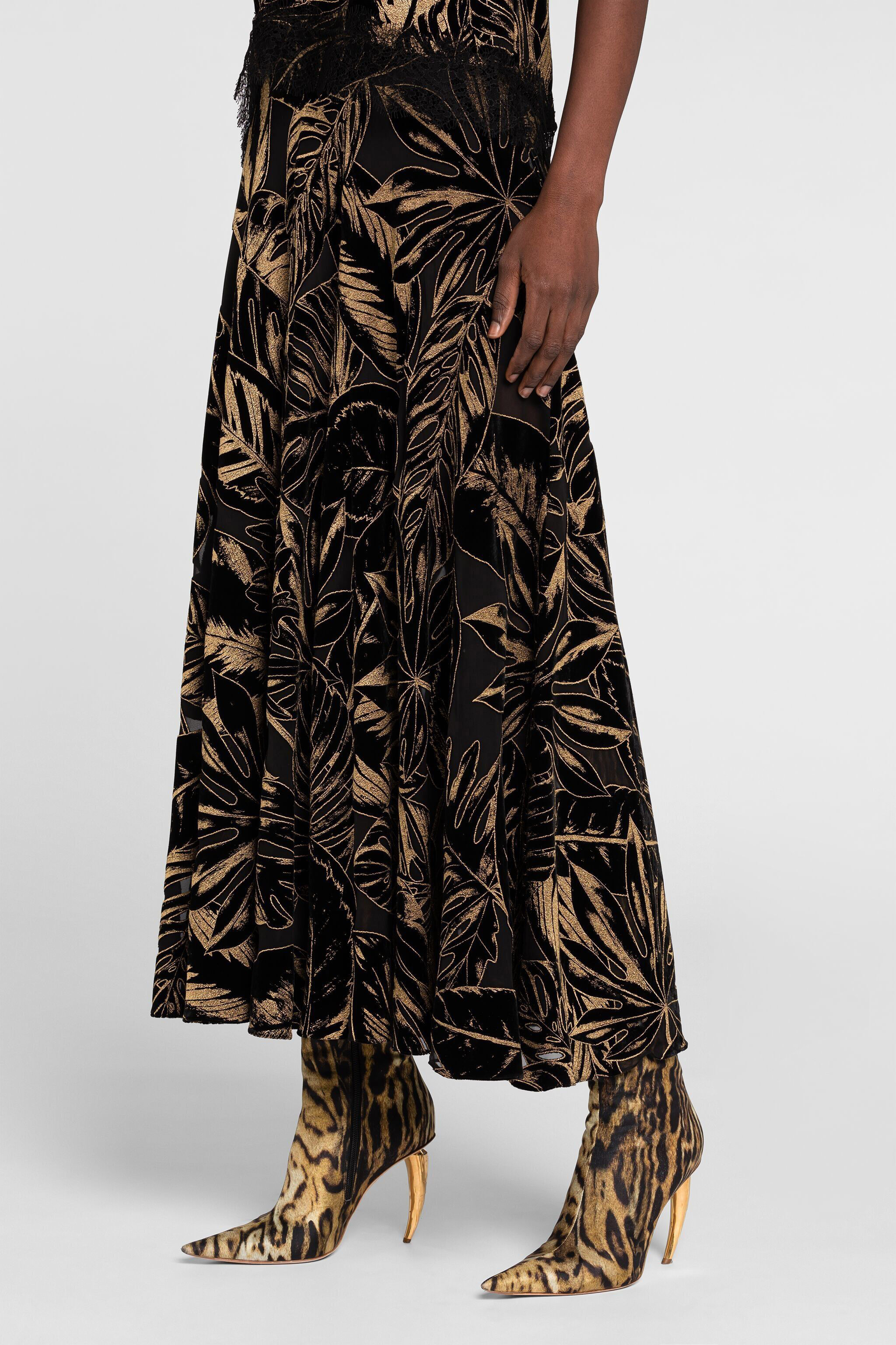 RC Leaf Velvet-Devoré Skirt RC Leaf Velvet-Devoré Skirt NERO/ORO PKT308-VL066