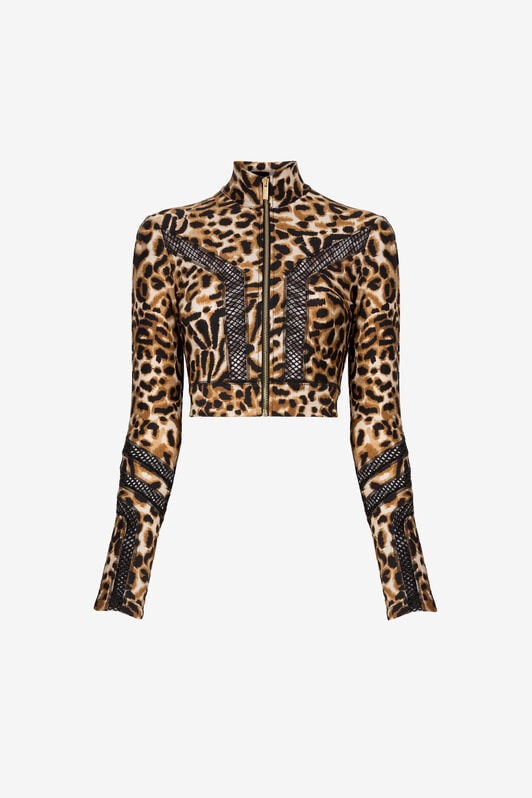 JC Just Cavalli Trainingsjacke mit Jaguar-Print JC Just Cavalli Trainingsjacke mit Jaguar-Print JAGUAR DRUCK Q61462-Q0365