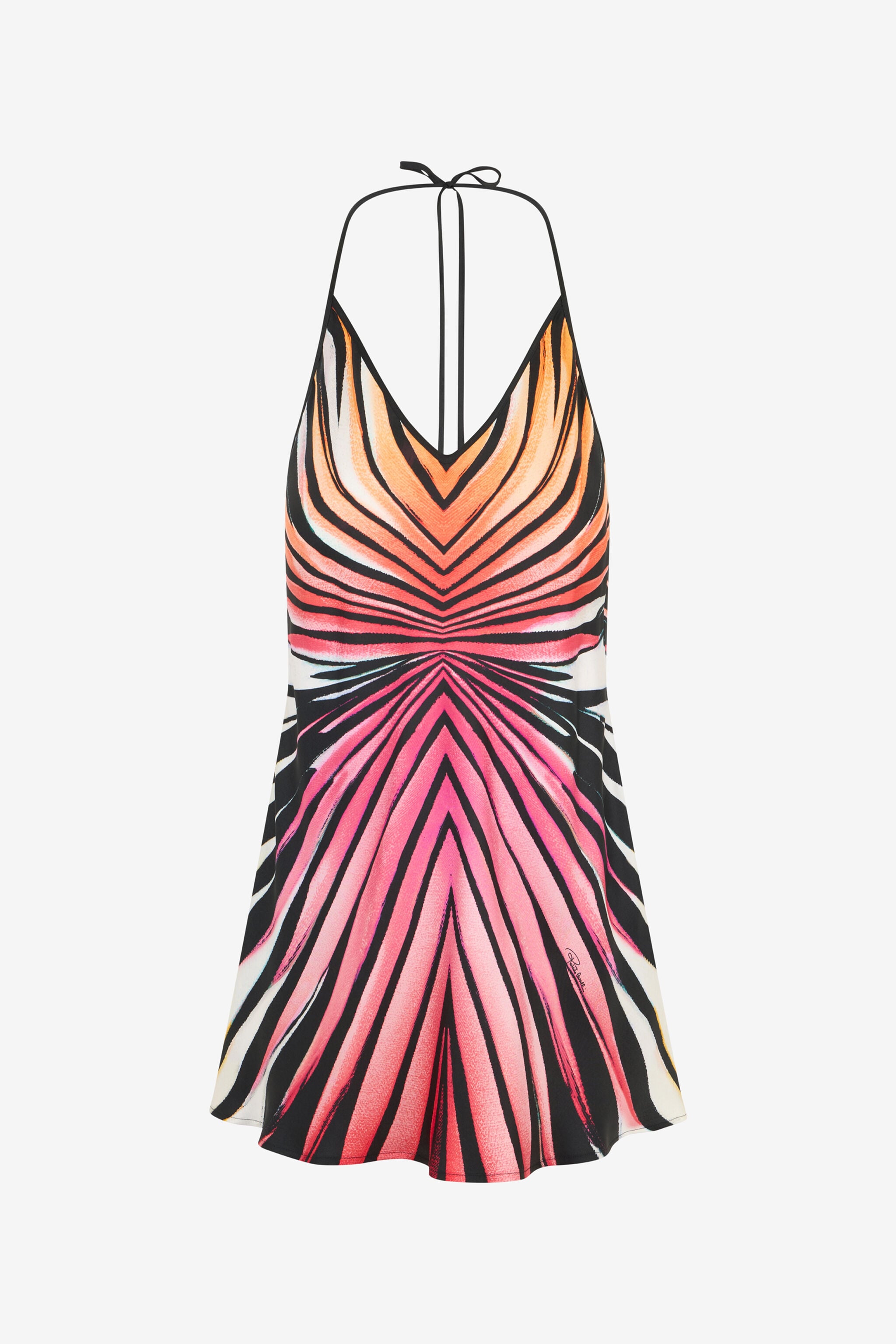 Ray Of Paradise Print Silk Mini Dress in CORAL for Women | Roberto