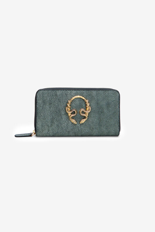 RC Serpentine Leather Wallet With Zip OCEAN BLUE WKA016-PZI07