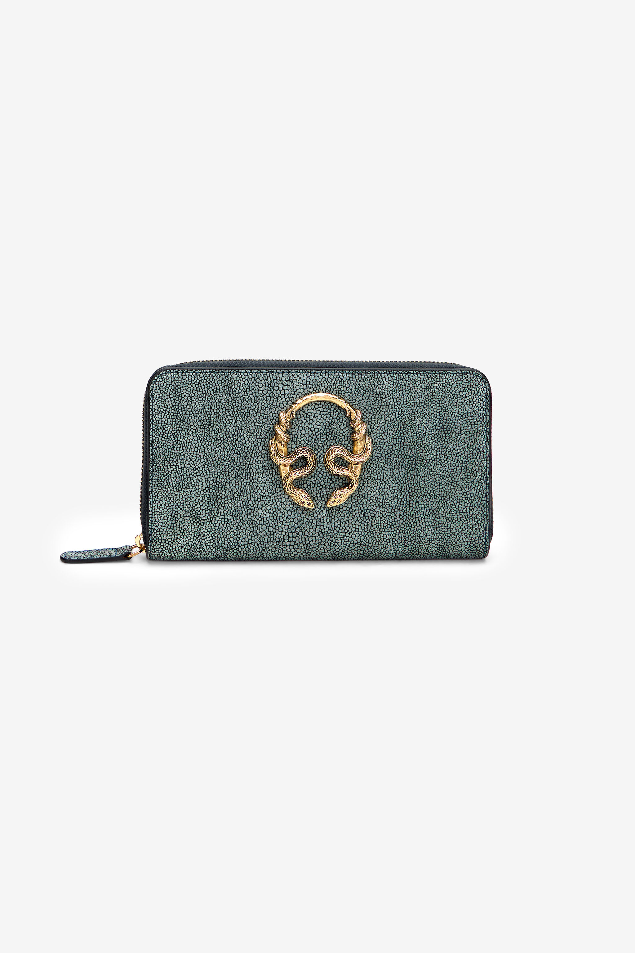 RC Serpentine Leather Wallet With Zip OCEAN BLUE WKA016-PZI07