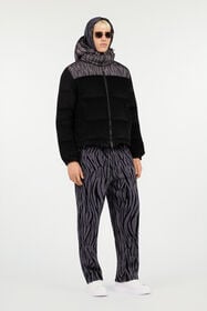 RC Doudoune Noire En Velours Côtelé À Imprimé Zèbre NERO/NERO ROT80G-OQS30