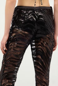 JC Pantalon Évasé Avec Motif Zebra Et Paillettes Noir UFT083-UF122