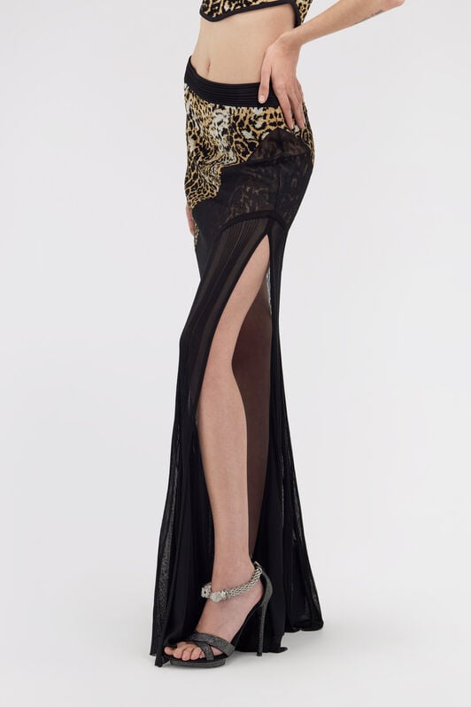 RC Semi-transparent skirt with Jaguar skin print RC Semi-transparent skirt with Jaguar skin print Light Brown/Black SKM351-MA007