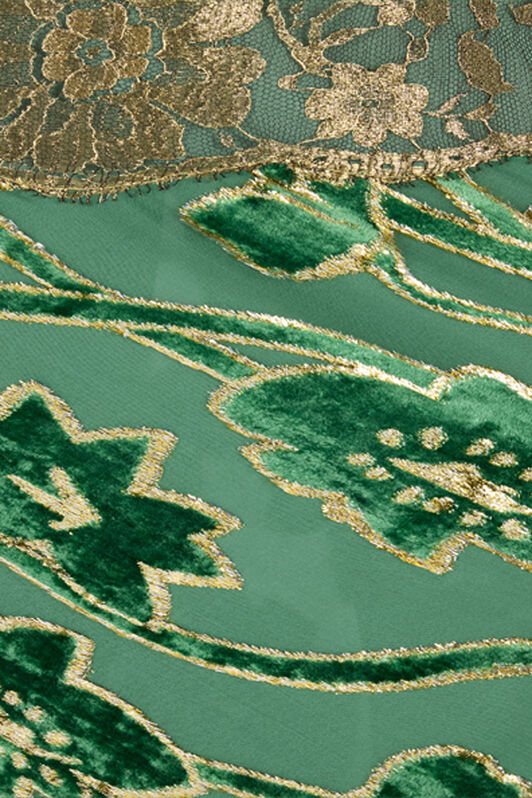 RC Long Silk Dress With Decorations VERDE/ORO VKT119-FC007