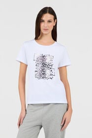 RC Weißes T-Shirt mit Leoparden-Grafik WHITE TOT60B-JD003