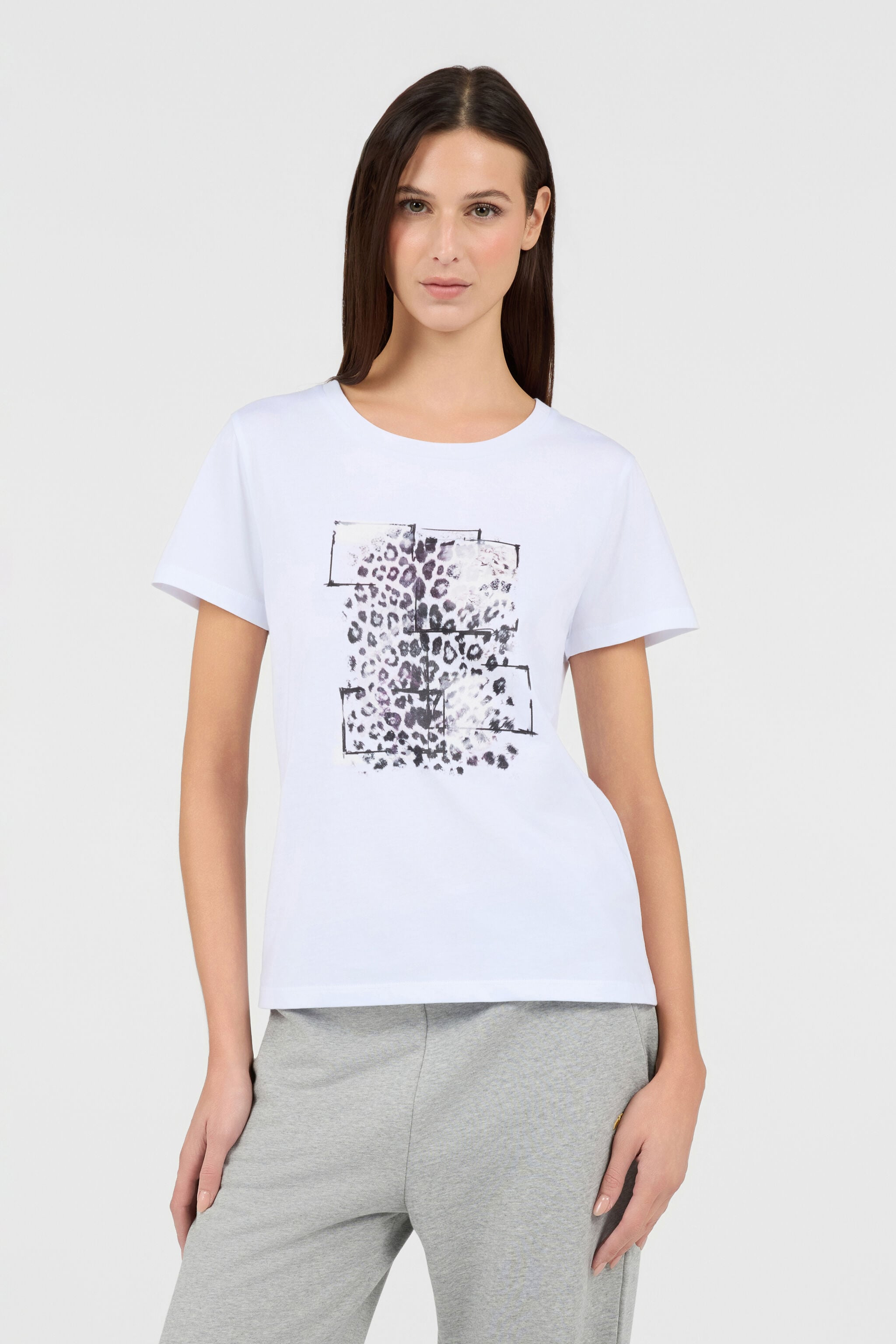 RC Weißes T-Shirt mit Leoparden-Grafik RC Weißes T-Shirt mit Leoparden-Grafik WHITE TOT60B-JD003