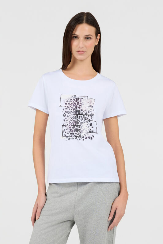 RC Weißes T-Shirt mit Leoparden-Grafik RC Weißes T-Shirt mit Leoparden-Grafik WHITE TOT60B-JD003