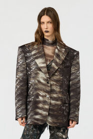 RC Silver Fur Print Jacket BLACK/BEIGE XWT400-NVT79